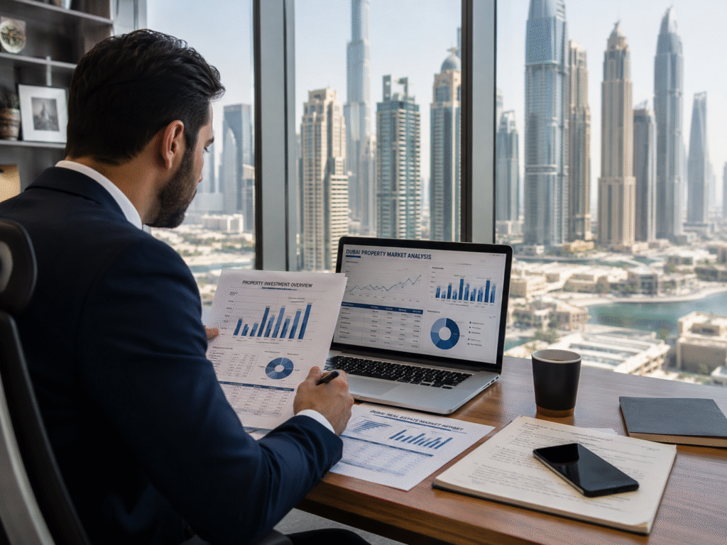 Investor creating an exit strategy for Dubai property investment before buying real estate in Dubai.